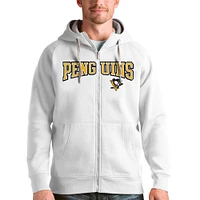 Men's Antigua White Pittsburgh Penguins Wordmark Victory Full-Zip Hoodie