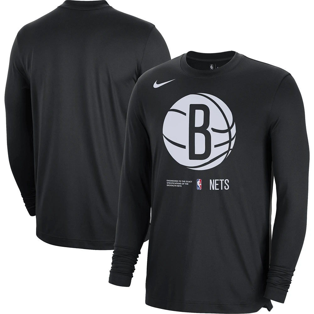 Men's Nike Black Brooklyn Nets Pre-Game Shooting Performance Long Sleeve T-Shirt