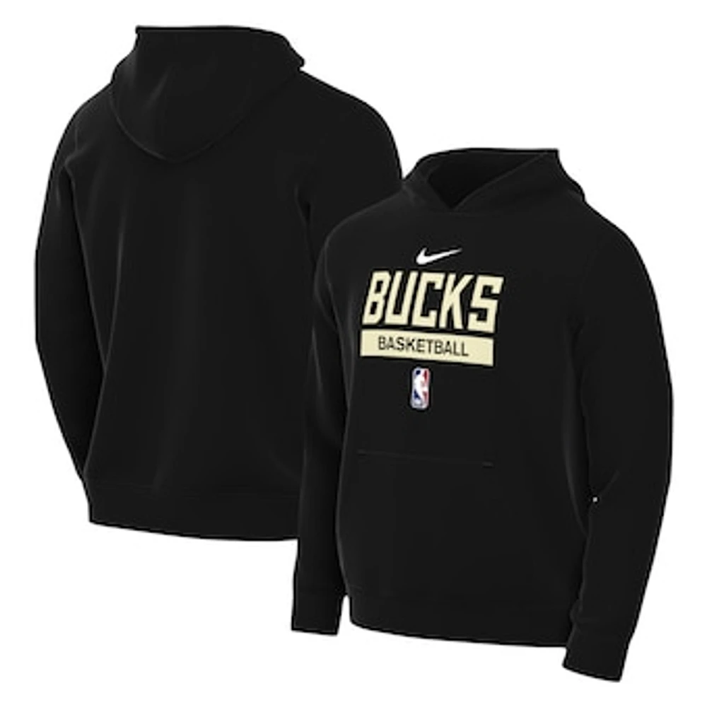 Men's Nike Black Milwaukee Bucks 2022/23 Spotlight On-Court Practice Performance Pullover Hoodie