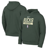 Men's Nike Hunter Green Milwaukee Bucks 2022/23 Spotlight On-Court Practice Performance Pullover Hoodie