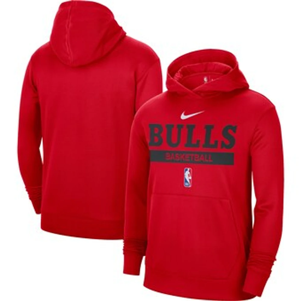 Men's Nike Red Chicago Bulls 2022/23 Spotlight On-Court Practice Performance Pullover Hoodie