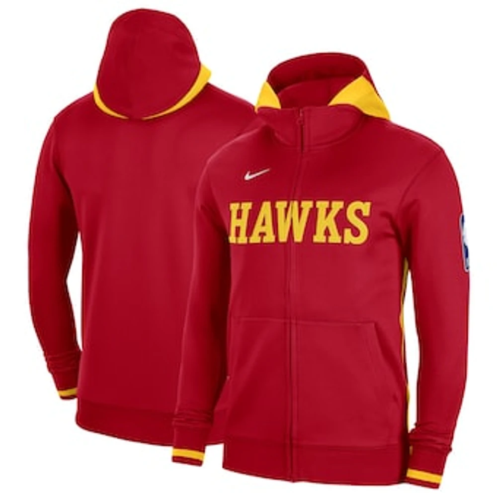 Men's Nike Red Atlanta Hawks Authentic Showtime Performance Full-Zip Hoodie