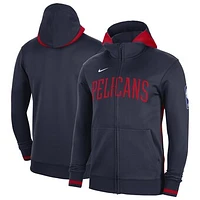 Men's Nike Navy New Orleans Pelicans Authentic Showtime Performance Full-Zip Hoodie