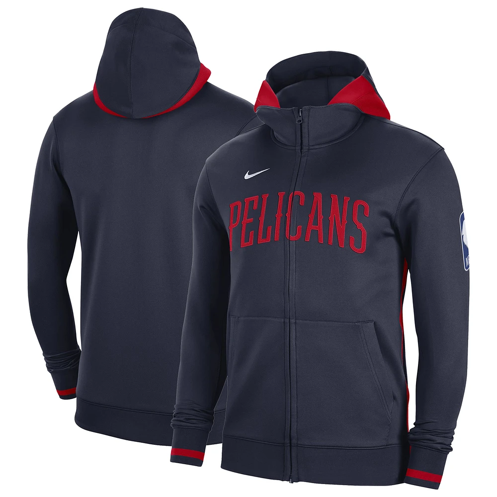 Men's Nike Navy New Orleans Pelicans Authentic Showtime Performance Full-Zip Hoodie