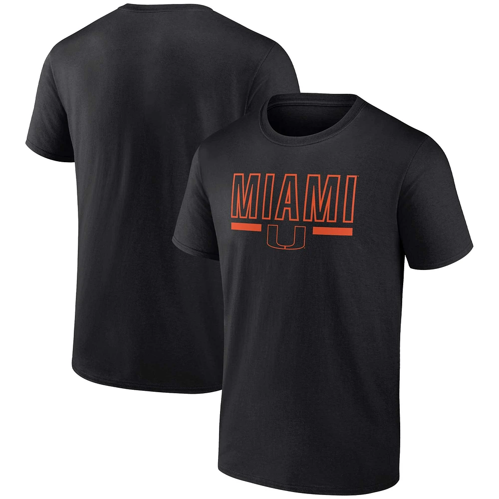 Men's Fanatics Black Miami Hurricanes Classic Inline Team T-Shirt