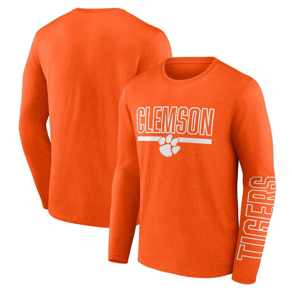 Men's Fanatics Orange Clemson Tigers Modern Two-Hit Long Sleeve T-Shirt