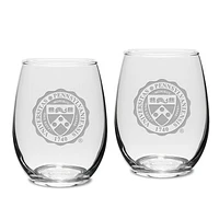 Pennsylvania Quakers 2-Piece 15oz. Stemless Wine Glass Set