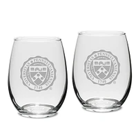 Pennsylvania Quakers 2-Piece 15oz. Stemless Wine Glass Set