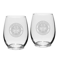 Northeastern Huskies 2-Piece 15oz. Stemless Wine Glass Set