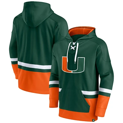 Men's Fanatics Green Miami Hurricanes First Battle Pullover Hoodie