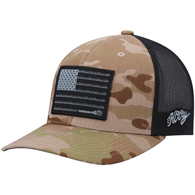 Men's HOOey Camo/Black Liberty Roper Team Trucker Snapback Hat