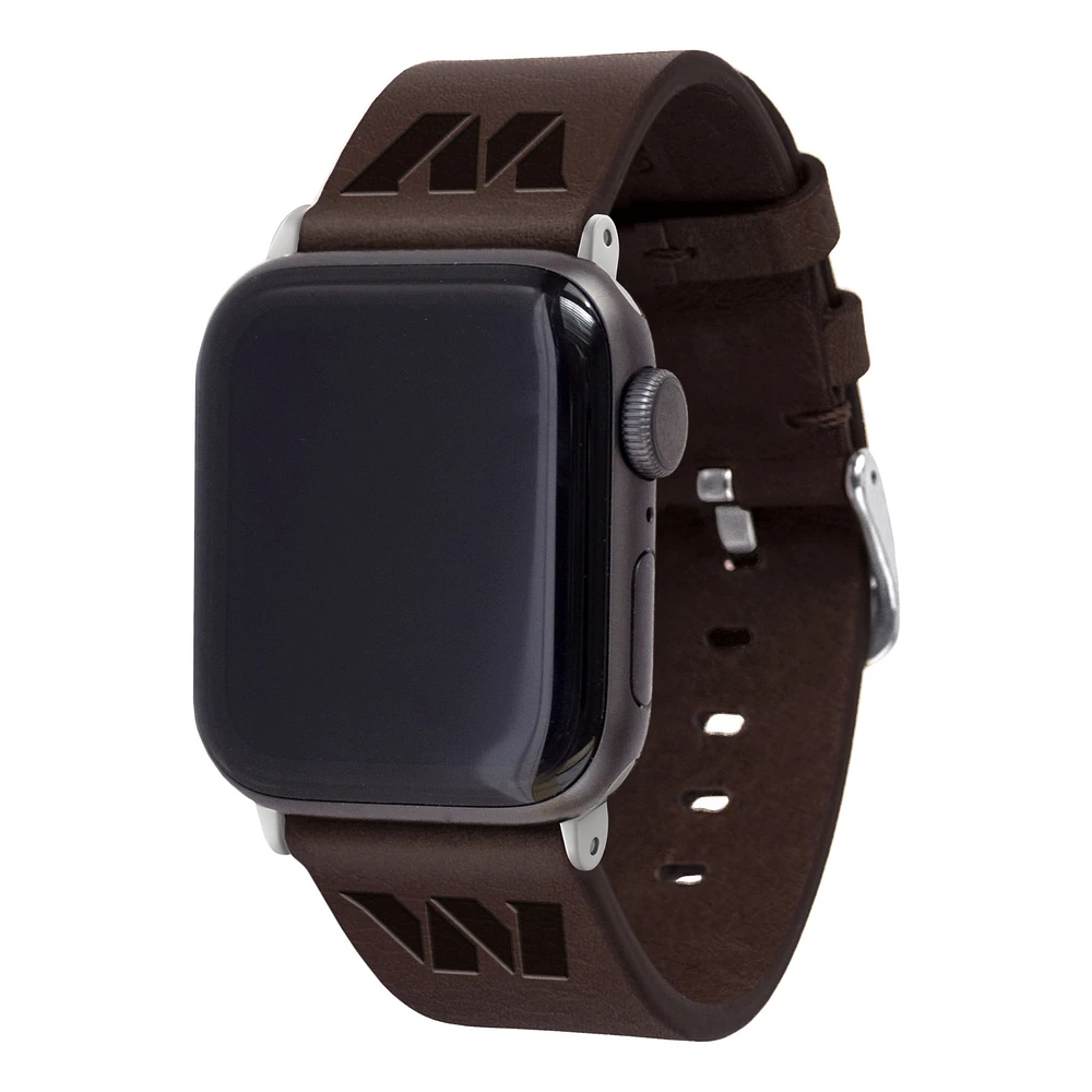 Brown Washington Commanders Leather Apple Watch Band