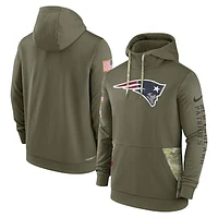 Men's Nike Olive New England Patriots Salute to Service Therma Performance Pullover Hoodie