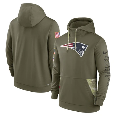 Men's Nike Olive New England Patriots Salute to Service Therma Performance Pullover Hoodie