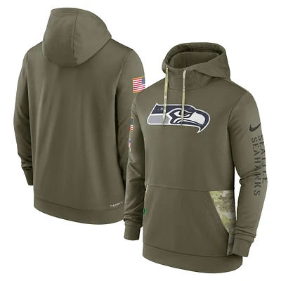 Men's Nike Olive Seattle Seahawks Salute to Service Therma Performance Pullover Hoodie