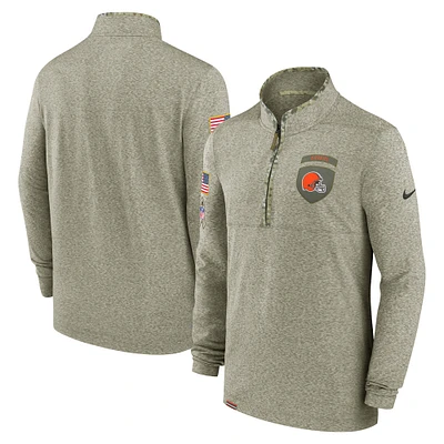 Men's Nike Olive Cleveland Browns Salute to Service Quarter-Zip Top