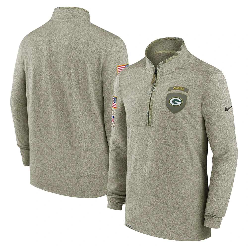 Men's Nike Olive Green Bay Packers Salute to Service Quarter-Zip Top