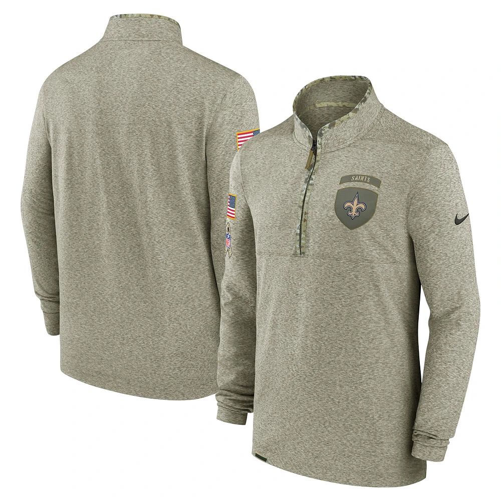 Men's Nike Olive New Orleans Saints Salute to Service Quarter-Zip Top