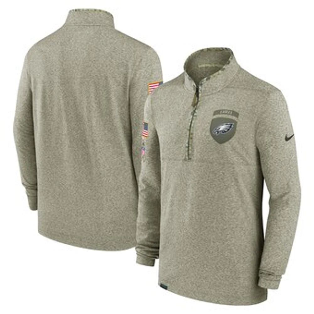 Men's Nike Olive Philadelphia Eagles Salute to Service Quarter-Zip Top