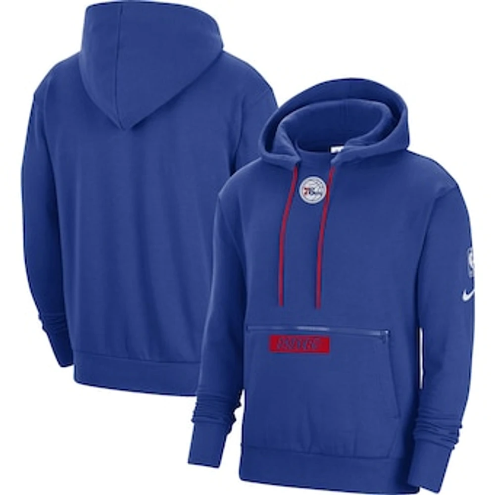 Men's Nike Royal Philadelphia 76ers Courtside Heavyweight Pullover Hoodie