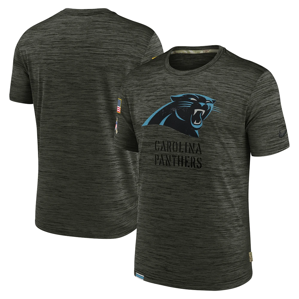 Men's Nike Olive Carolina Panthers Salute to Service Velocity Team T-Shirt