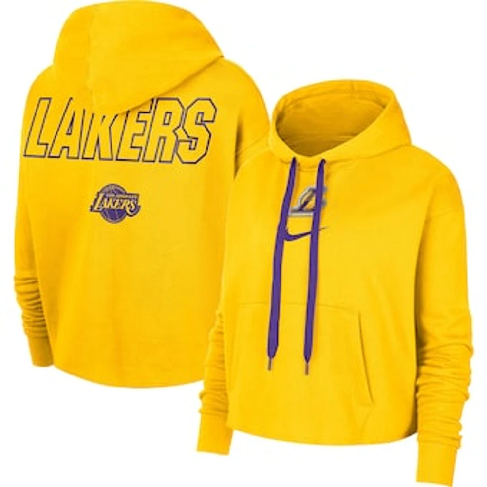 Women's Nike Gold Los Angeles Lakers Courtside Cropped Pullover Hoodie