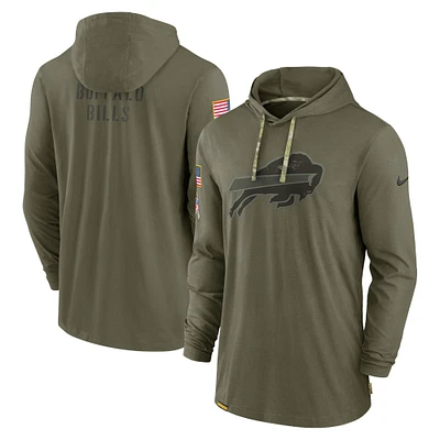 Men's Nike Olive Buffalo Bills 2022 Salute to Service Tonal Lightweight Long Sleeve Hooded T-Shirt