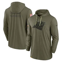 Men's Nike Olive Carolina Panthers 2022 Salute to Service Tonal Lightweight Long Sleeve Hooded T-Shirt