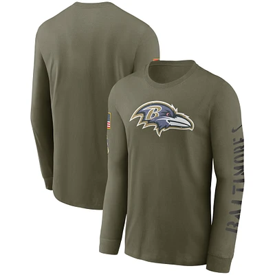 Men's Nike Olive Baltimore Ravens Salute To Service Long Sleeve T-Shirt