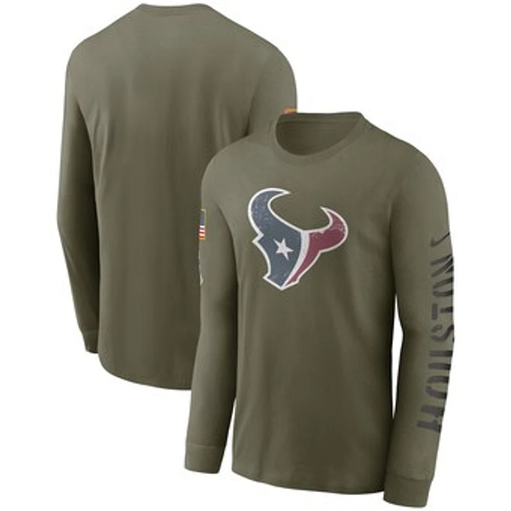 Men's Nike Olive Houston Texans Salute To Service Long Sleeve T-Shirt