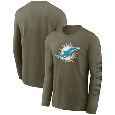 Men's Nike Olive Miami Dolphins Salute To Service Long Sleeve T-Shirt