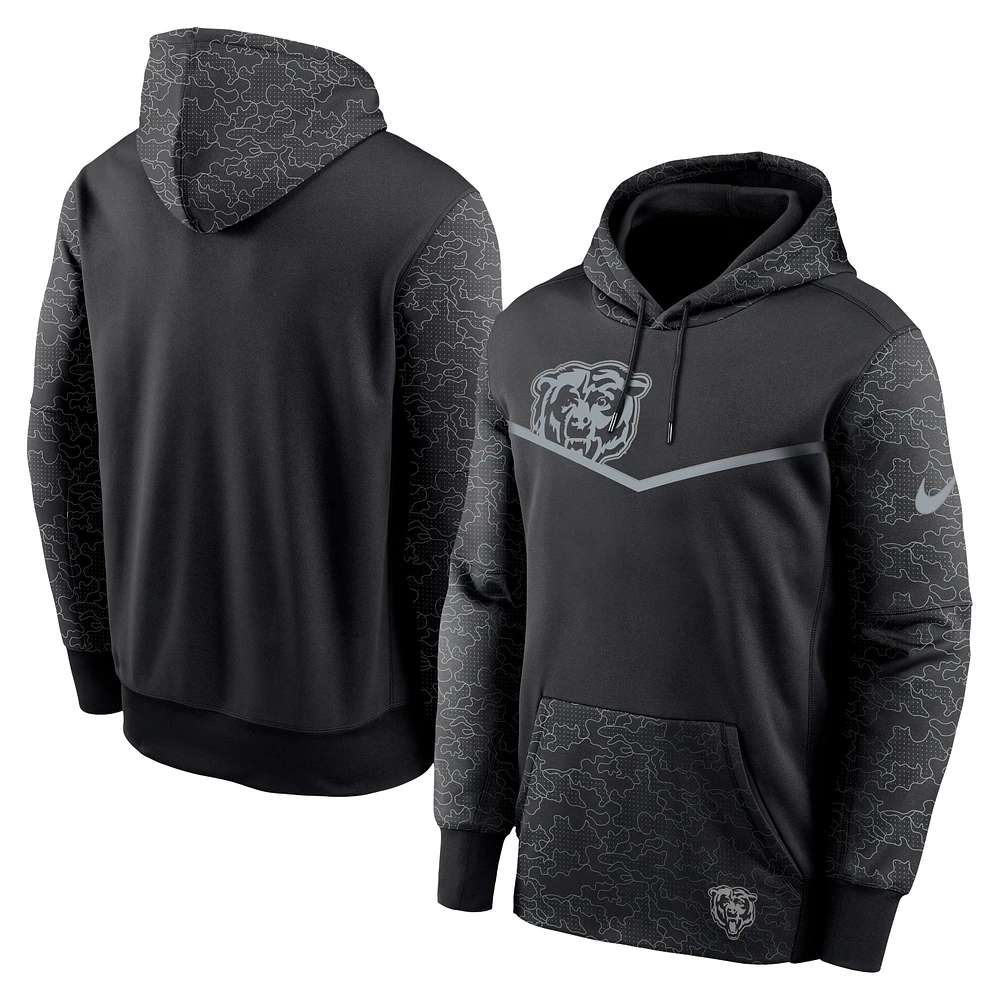 Men's Nike Black Chicago Bears RFLCTV Chevron Pullover Hoodie