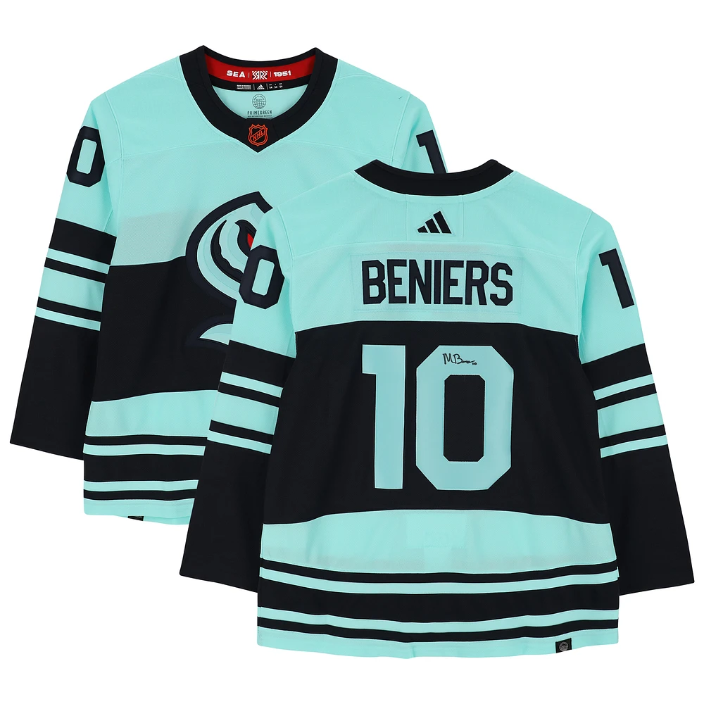 Matty Beniers Seattle Kraken Autographed 2022-23 Reverse Retro adidas Authentic Jersey