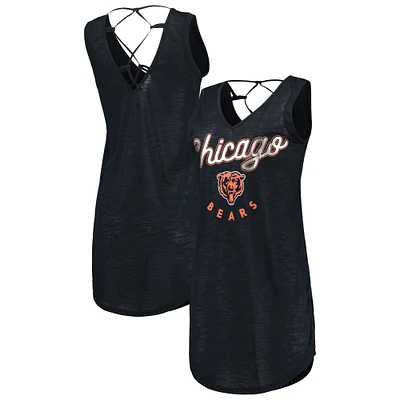 Women's G-III 4Her by Carl Banks Navy Chicago Bears Game Time Swim V-Neck Cover-Up Dress