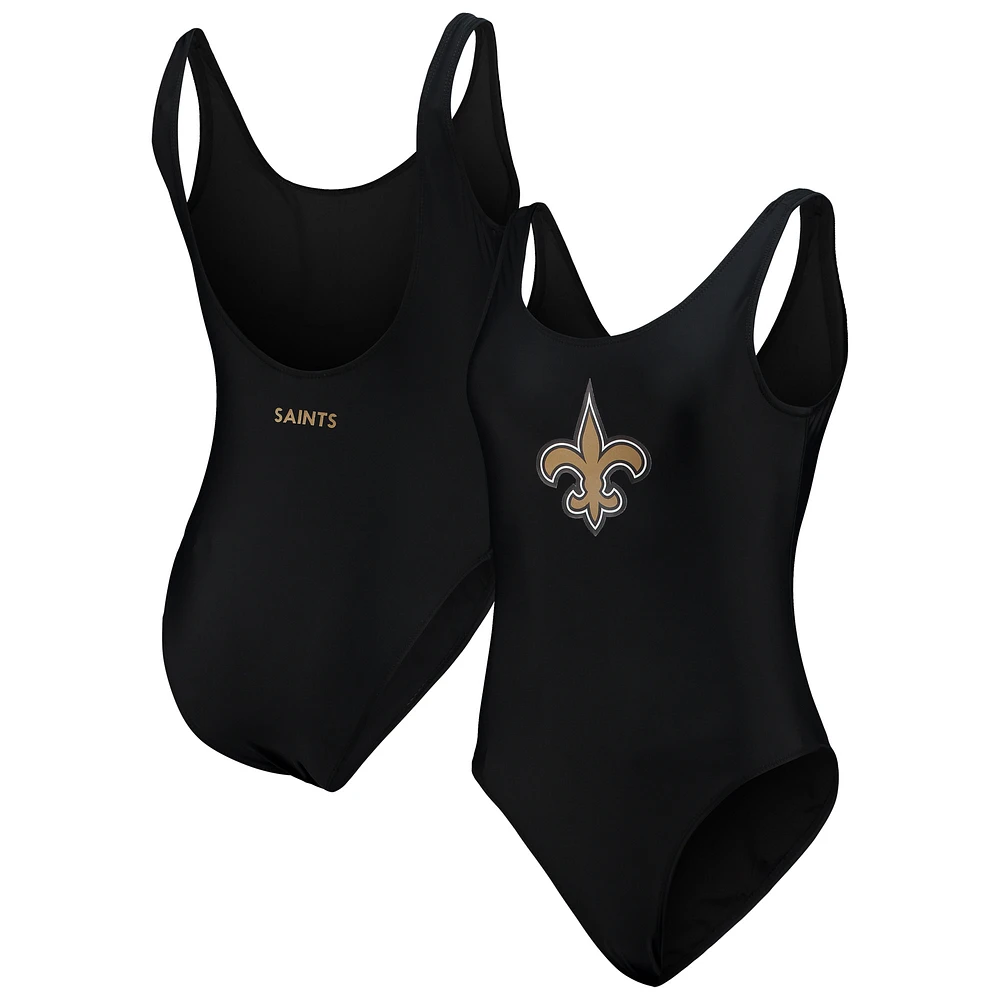 Women's G-III 4Her by Carl Banks Black New Orleans Saints Making Waves One-Piece Swimsuit