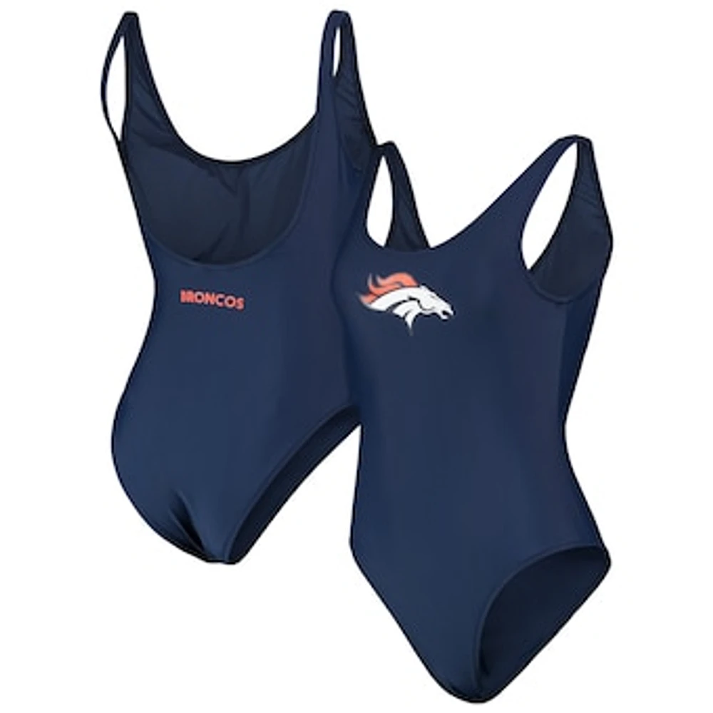 Women's G-III 4Her by Carl Banks Navy Denver Broncos Making Waves One-Piece Swimsuit