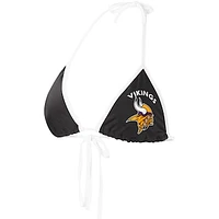 Women's G-III 4Her by Carl Banks Black Minnesota Vikings Perfect Match Bikini Top