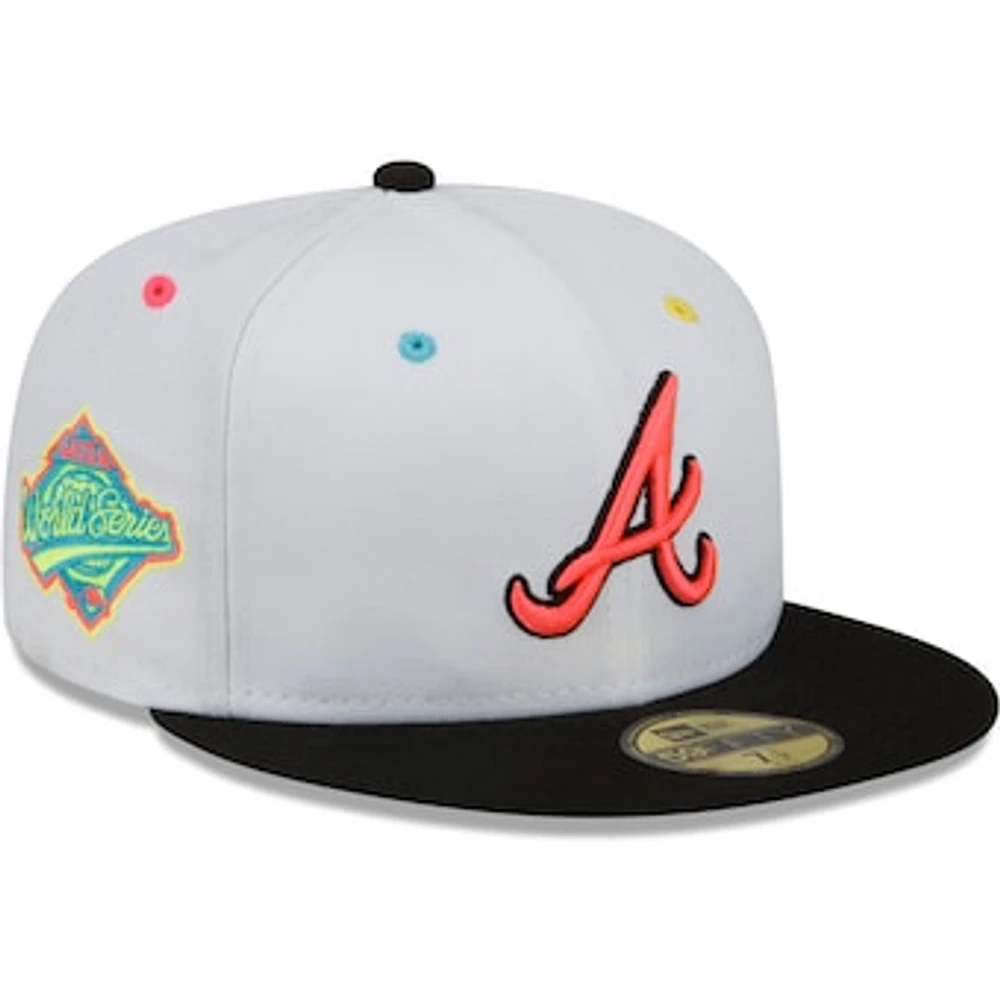 Men's New Era White/Black Atlanta Braves 1995 World Series Champions Neon Eye 59FIFTY Fitted Hat