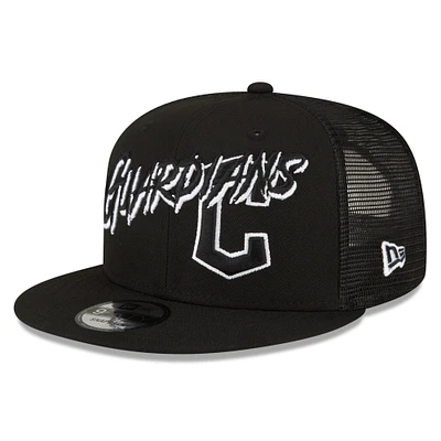 Men's New Era Black Cleveland Guardians Street Trucker 9FIFTY Snapback Hat