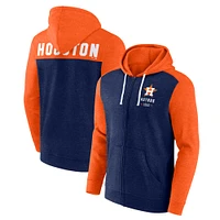 Men's Fanatics Heathered Navy/Orange Houston Astros Blown Away Full-Zip Hoodie