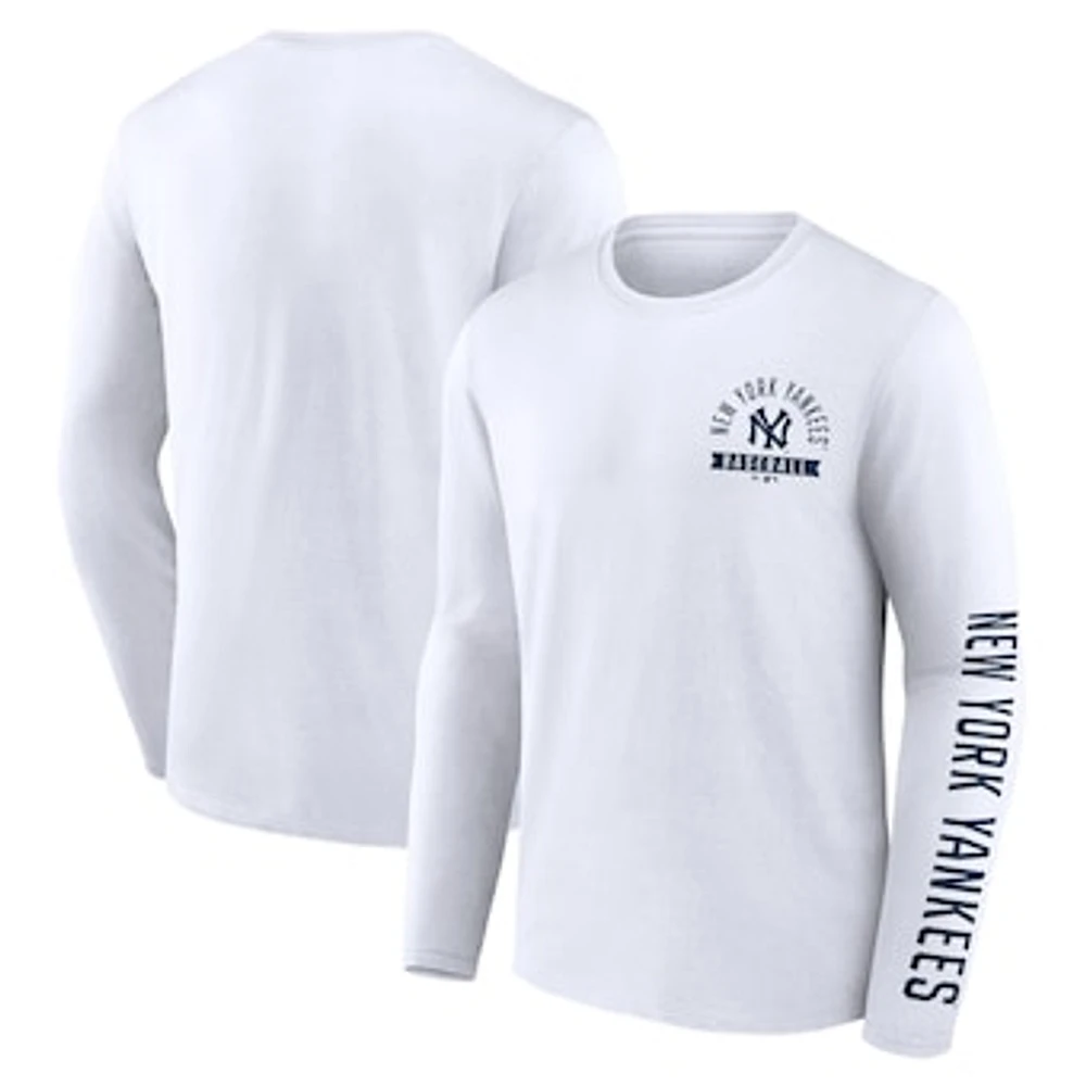 Men's Fanatics White New York Yankees Pressbox Long Sleeve T-Shirt