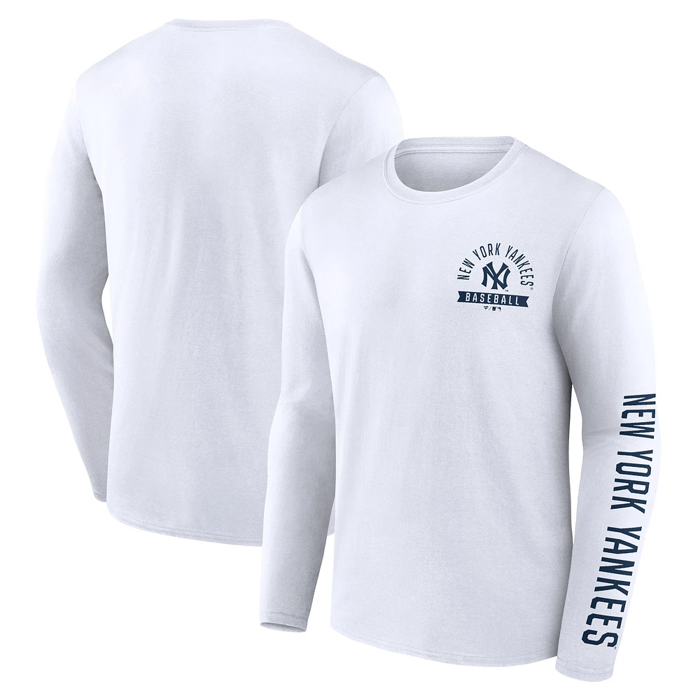 Men's Fanatics White New York Yankees Pressbox Long Sleeve T-Shirt