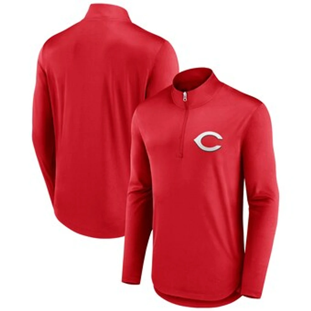 Men's Fanatics Red Cincinnati Reds Tough Minded Lightweight Quarter-Zip Pullover