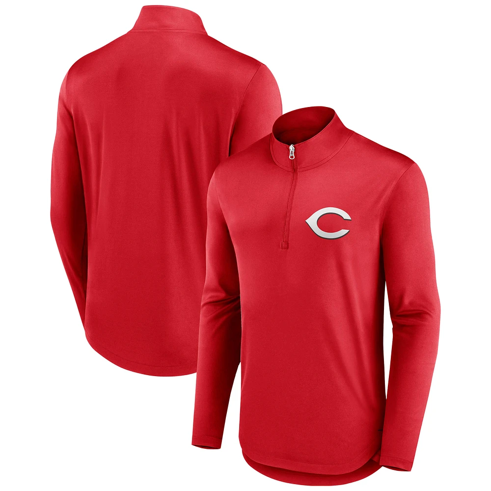 Men's Fanatics Red Cincinnati Reds Tough Minded Lightweight Quarter-Zip Pullover