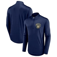 Men's Fanatics Navy Milwaukee Brewers Tough Minded Lightweight Quarter-Zip Pullover