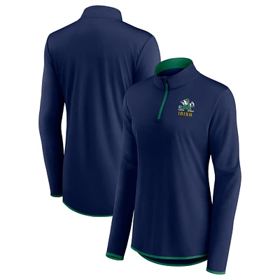 Women's Fanatics Navy Notre Dame Fighting Irish Worth the Drive Quarter-Zip Top