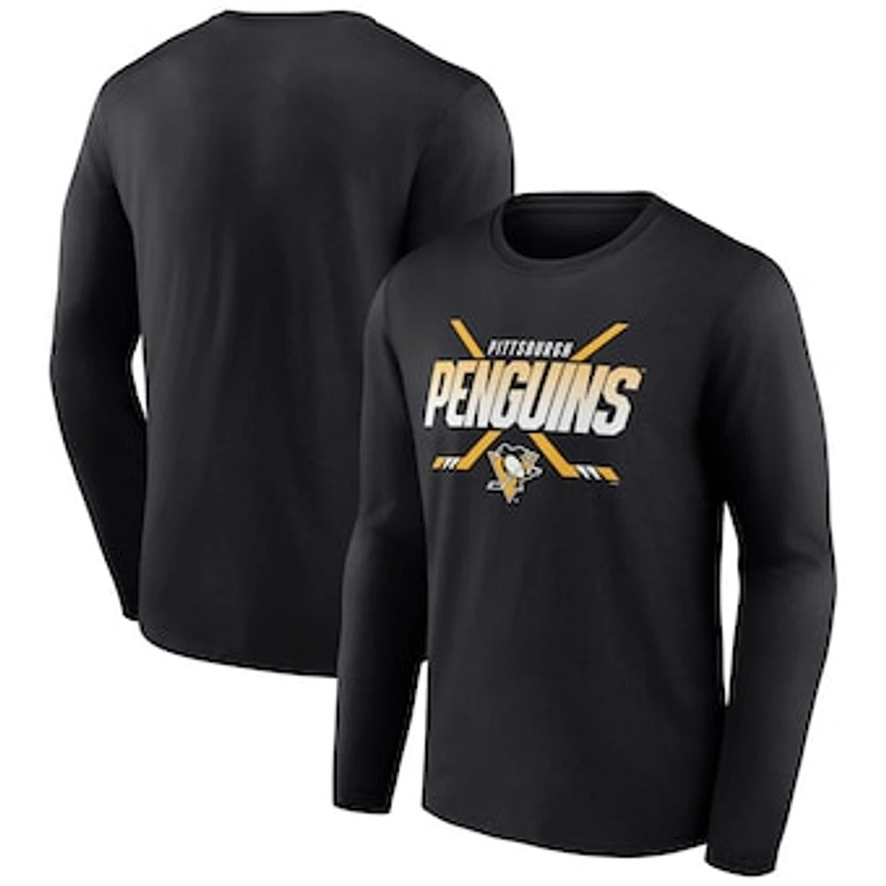 Men's Fanatics Black Pittsburgh Penguins Covert Long Sleeve T-Shirt