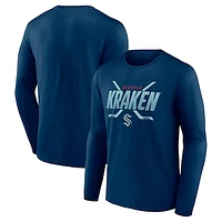 Men's Fanatics Deep Sea Blue Seattle Kraken Covert Long Sleeve T-Shirt