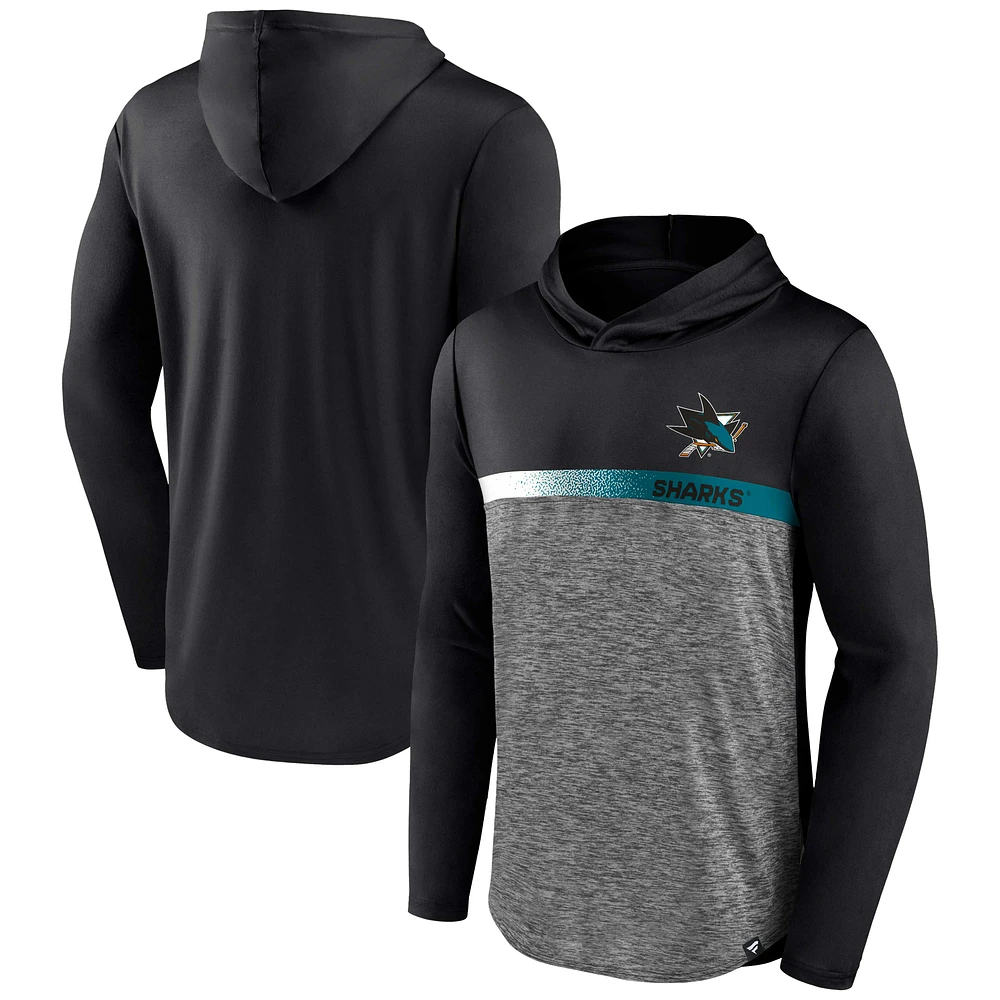 Men's Fanatics Black San Jose Sharks Podium Defender Pullover Hoodie