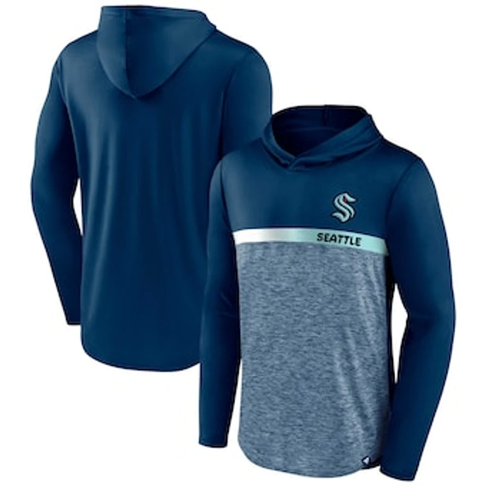 Men's Fanatics Deep Sea Blue Seattle Kraken Podium Defender Pullover Hoodie